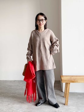 「reca（レカ）のアイテム（ニット/セーター）」を使った、recastaffさん（レディース・154cm）の秋コーディネート