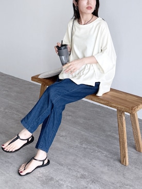 「reca（レカ）のアイテム（Tシャツ/カットソー）」を使った、recastaffさん（レディース・154cm）の夏コーディネート