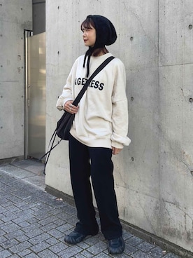 「バックロゴ」｜recastaffさん（レディース・155cm）の冬コーディネート