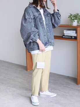 「reca（レカ）のアイテム（デニムジャケット）」を使った、recastaffさん（レディース・165cm）の冬コーディネート
