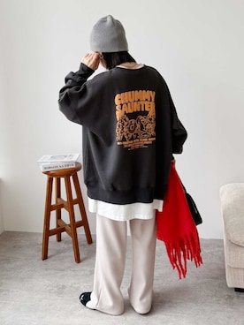 「reca（レカ）のアイテム（スウェット）」を使った、recastaffさん（レディース・154cm）の秋コーディネート