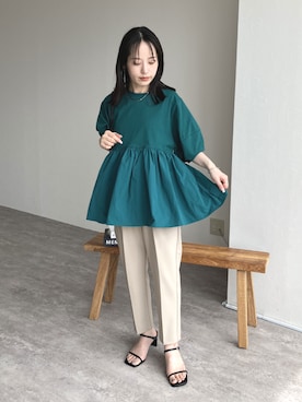 「reca（レカ）のアイテム（Tシャツ/カットソー）」を使った、recastaffさん（レディース・154cm）の夏コーディネート