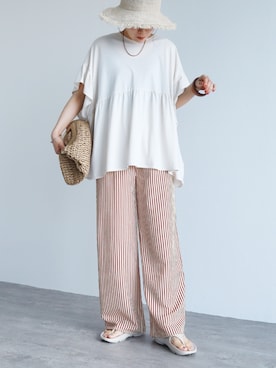 「reca（レカ）のアイテム（パンツ）」を使った、recastaffさん（レディース・158cm）の夏コーディネート
