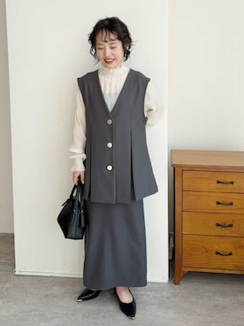 「reca（レカ）のアイテム（フォーマルスーツ/小物）」を使った、recastaffさん（レディース・154cm）の冬コーディネート