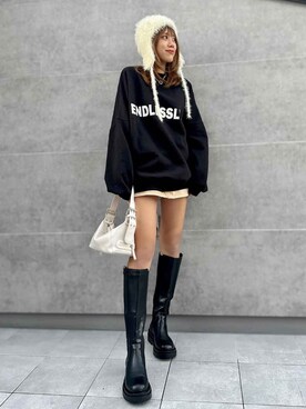 「バックロゴ」｜recastaffさん（レディース・163cm）の冬コーディネート