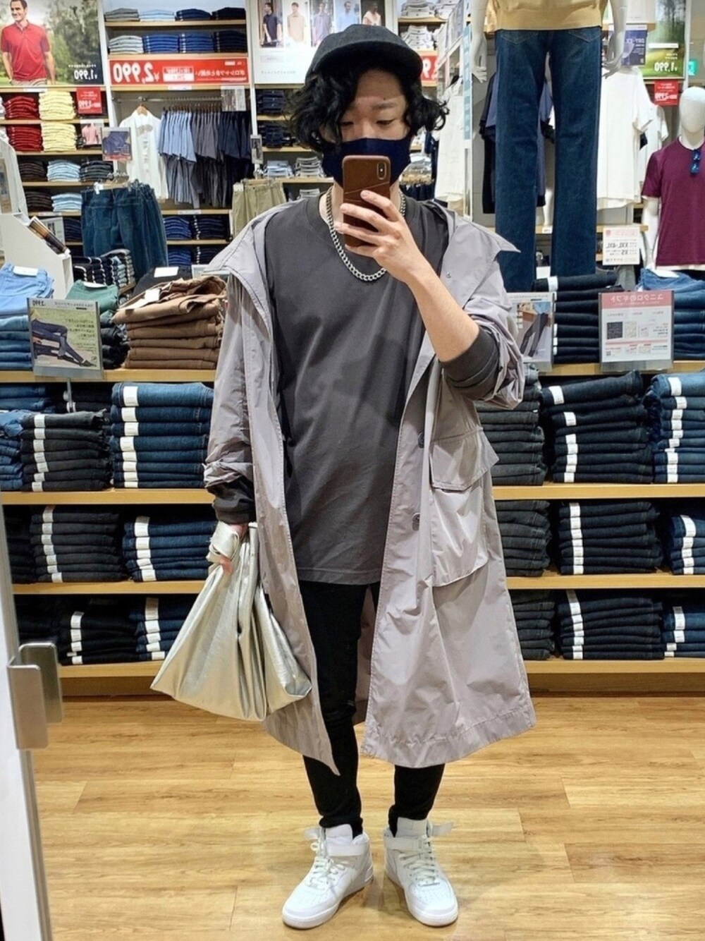 「UNIQLO+J、春コーデ、これが私をアゲる服、ストリートコーデ、AIR FORCE 1、グレー、ユニクロ、ootd、いいね、save、フォローお願いします🤑」｜「UNIQLOのアイテム（キャップ、グレー系）」を使った、wetchyyyyyさん（メンズ・169cm）の夏コーディネートの1枚目の写真