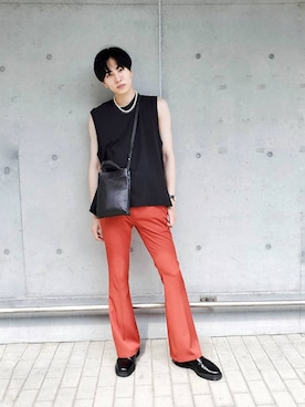 「Adoon plain（アドーンプレーン）のアイテム（パンツ）」を使った、とっきーさん（メンズ・184cm・20代）の夏コーディネート