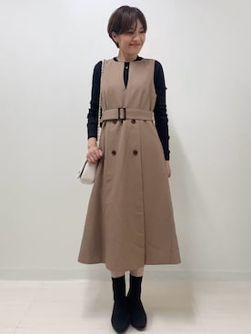 「インデックス」｜「アイテム（ワンピース/ドレス）」を使った、index スタッフさん（レディース・156cm）の秋コーディネート