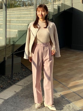「index（インデックス）のアイテム（ノーカラージャケット）」を使った、index スタッフさん（レディース・158cm）の冬コーディネート