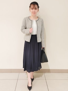 「index（インデックス）のアイテム（ノーカラージャケット）」を使った、index スタッフさん（レディース・154cm）の冬コーディネート