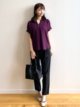 「index（インデックス）の◆【2WAY/軽量】フェイクレザーミドルサイズトートバッグ（トートバッグ）」を使った、index スタッフさん（レディース・158cm）の夏コーディネート