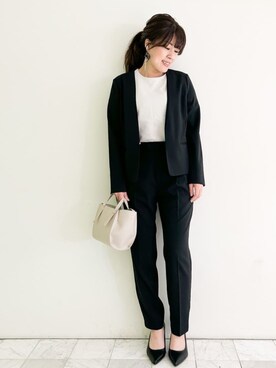 「index（インデックス）のアイテム（ノーカラージャケット）」を使った、index スタッフさん（レディース・156cm）の春コーディネート