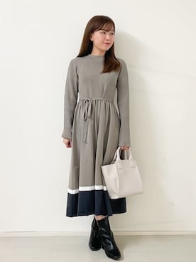 「オフィス」｜「アイテム（ブーツ）」を使った、index スタッフさん（レディース・150cm）の秋コーディネート