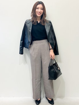 「index（インデックス）のアイテム（ライダースジャケット）」を使った、index スタッフさん（レディース・157cm）の秋コーディネート
