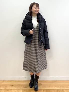 「インデックス」｜「アイテム（ダウンジャケット/コート）」を使った、index スタッフさん（レディース・158cm）の冬コーディネート