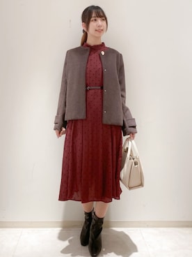 「アイテム（ワンピース/ドレス）」を使った、index スタッフさん（レディース・167cm）の秋コーディネート
