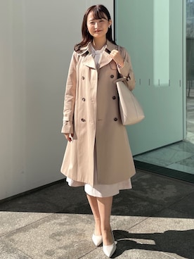 「インデックス」｜「アイテム（トレンチコート）」を使った、index スタッフさん（レディース・158cm）の冬コーディネート