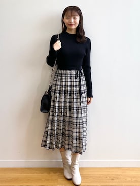 「ニットワンピース」｜index スタッフさん（レディース・158cm）の秋コーディネート