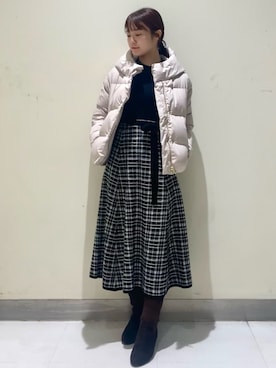 「index」｜「アイテム（ダウンジャケット/コート）」を使った、index スタッフさん（レディース・152cm）の冬コーディネート