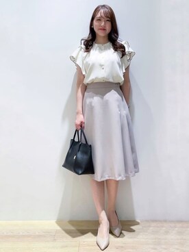 「index（インデックス）の◆【2WAY/軽量】フェイクレザーミドルサイズトートバッグ（トートバッグ）」を使った、index スタッフさん（レディース・160cm）の秋コーディネート