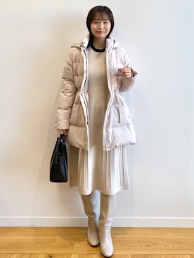 「index」｜「アイテム（ダウンジャケット/コート）」を使った、index スタッフさん（レディース・158cm）の冬コーディネート