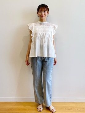 「index」｜「アイテム（アクセサリー）」を使った、index スタッフさん（レディース・158cm）の夏コーディネート