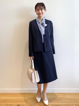 「index（インデックス）のアイテム（ノーカラージャケット）」を使った、index スタッフさん（レディース・158cm）の春コーディネート