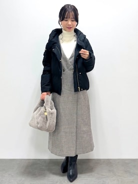 「アイテム（ダウンジャケット/コート）」を使った、index スタッフさん（レディース・148cm）の秋コーディネート