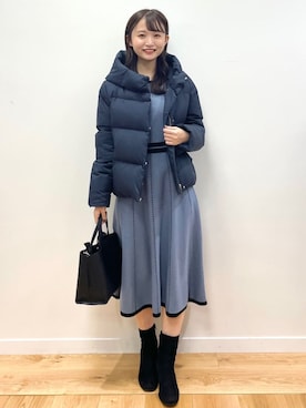 「index」｜「アイテム（ダウンジャケット/コート）」を使った、index スタッフさん（レディース・158cm）の秋コーディネート