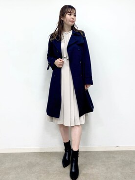 「インデックス」｜「アイテム（トレンチコート）」を使った、index スタッフさん（レディース・158cm）の冬コーディネート