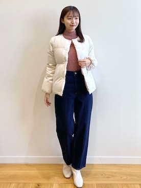 「index」｜「アイテム（ダウンジャケット/コート）」を使った、index スタッフさん（レディース・158cm）の冬コーディネート