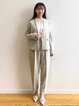「index（インデックス）のアイテム（ノーカラージャケット）」を使った、index スタッフさん（レディース・158cm）の冬コーディネート
