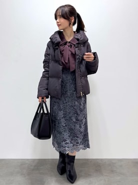 「アイテム（ダウンジャケット/コート）」を使った、index スタッフさん（レディース・148cm）の秋コーディネート