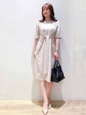 「index（インデックス）の◆【2WAY/軽量】フェイクレザーミドルサイズトートバッグ（トートバッグ）」を使った、index スタッフさん（レディース・160cm）の夏コーディネート