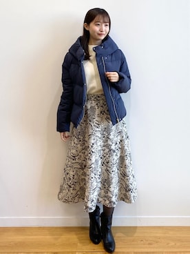 「index」｜「アイテム（ダウンジャケット/コート）」を使った、index スタッフさん（レディース・158cm）の冬コーディネート