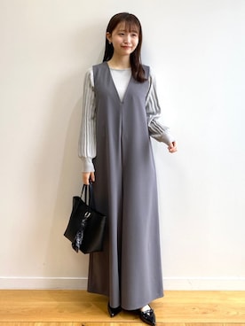 「index（インデックス）のアイテム（オールインワン・サロペット）」を使った、index スタッフさん（レディース・158cm）の冬コーディネート