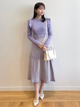 「ほめられ本命コーデ」｜「アイテム（パンプス）」を使った、index スタッフさん（レディース・158cm）の冬コーディネート