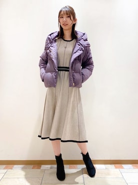 「index」｜「アイテム（ダウンジャケット/コート）」を使った、index スタッフさん（レディース・166cm）の冬コーディネート