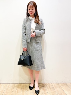 「index（インデックス）のアイテム（ノーカラージャケット）」を使った、index スタッフさん（レディース・157cm）の冬コーディネート