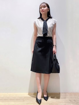 「index（インデックス）の◆【2WAY/軽量】フェイクレザーミドルサイズトートバッグ（トートバッグ）」を使った、index スタッフさん（レディース・160cm）の秋コーディネート