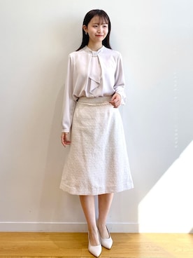 「お呼ばれ」｜「アイテム（スカート）」を使った、index スタッフさん（レディース・158cm）の冬コーディネート