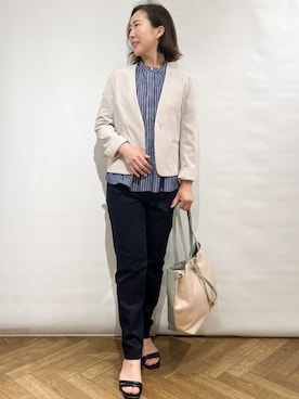 「index（インデックス）のアイテム（ノーカラージャケット）」を使った、index スタッフさん（レディース・161cm）の夏コーディネート