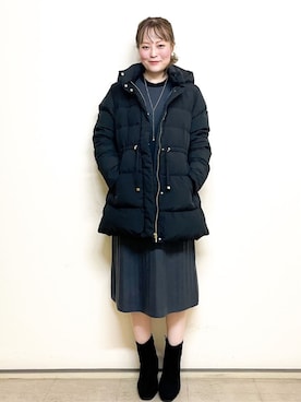 「index」｜「アイテム（ダウンジャケット/コート）」を使った、index スタッフさん（レディース・156cm）の冬コーディネート