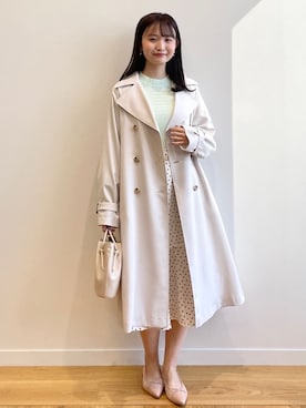 「インデックス」｜「アイテム（トレンチコート）」を使った、index スタッフさん（レディース・158cm）の春コーディネート