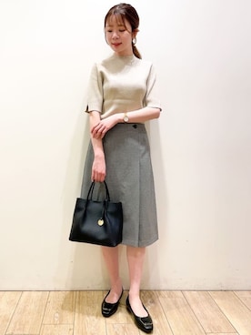 「index（インデックス）の◆【2WAY/軽量】フェイクレザーミドルサイズトートバッグ（トートバッグ）」を使った、index スタッフさん（レディース・157cm）の秋コーディネート