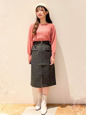 「インデックス」｜「アイテム（ハンチング/ベレー帽）」を使った、index スタッフさん（レディース・156cm）の秋コーディネート