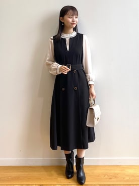 「index」｜「アイテム（アクセサリー）」を使った、index スタッフさん（レディース・158cm）の秋コーディネート