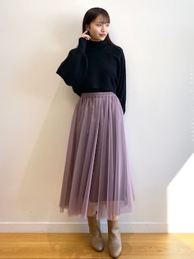 「index」｜「アイテム（アクセサリー）」を使った、index スタッフさん（レディース・158cm）の冬コーディネート