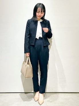 「index（インデックス）のアイテム（ノーカラージャケット）」を使った、index スタッフさん（レディース・151cm）の春コーディネート