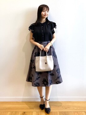 「index（インデックス）の◆【2WAY/軽量】フェイクレザーミドルサイズトートバッグ（トートバッグ）」を使った、index スタッフさん（レディース・158cm）の秋コーディネート